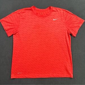 Nike Dri Fit Running Shirt Bright Orange Athletic Tee Mens XL